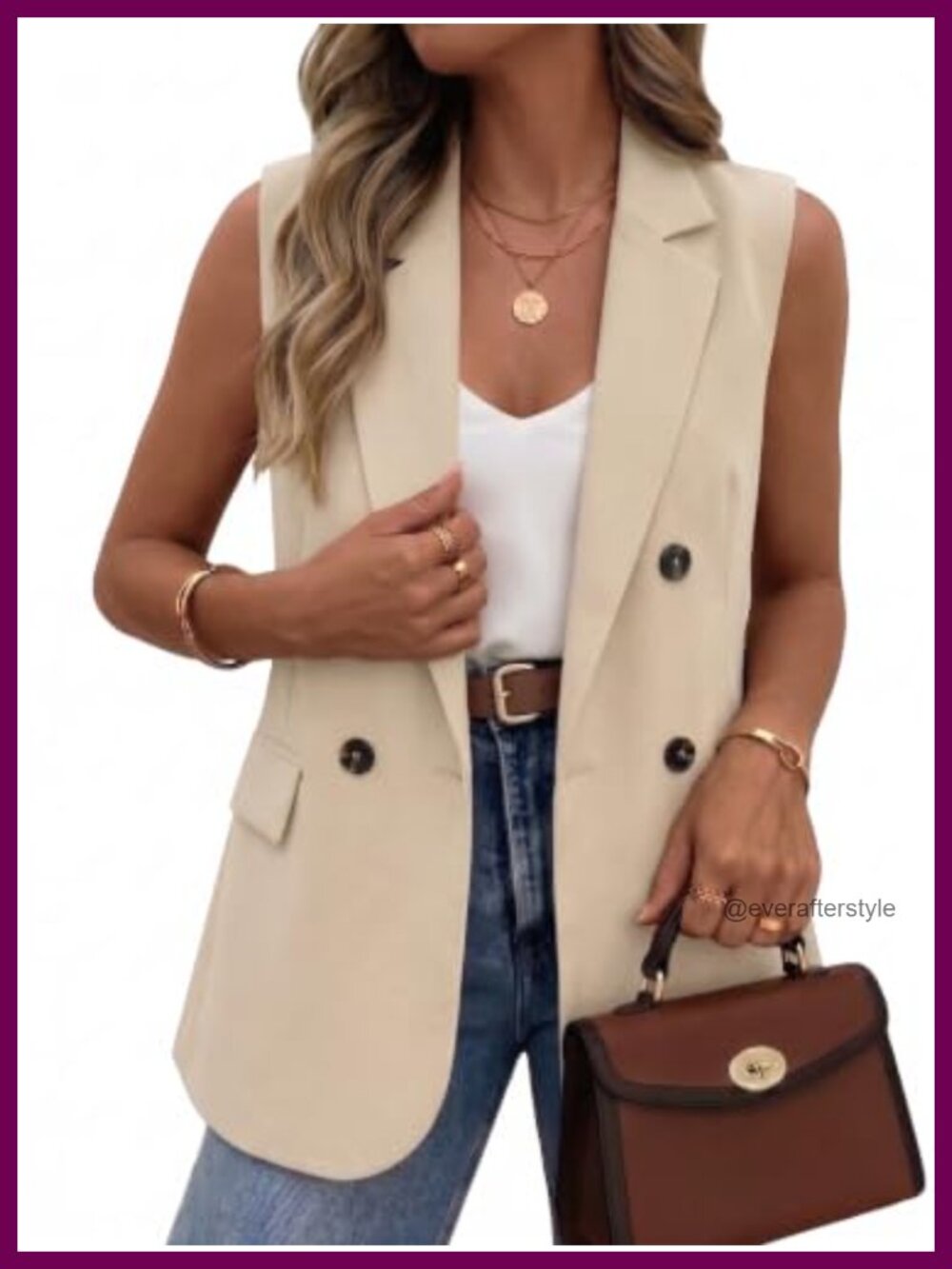 Sleeveless Blazer Vest Open Front Notch Lapel Business Casual